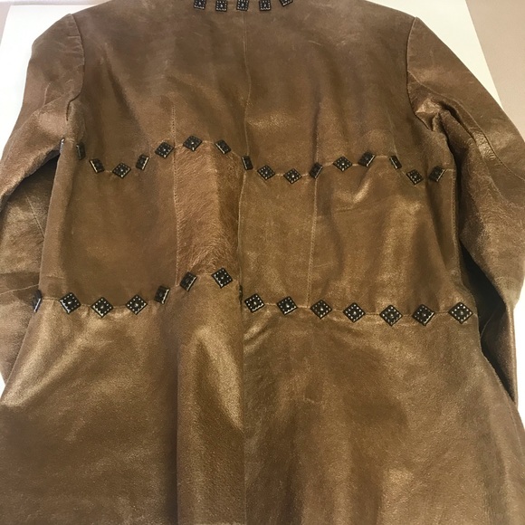 REBA Tan Leather Studded Jacket / Blazer * SZ S - Picture 13 of 16